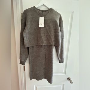 NWT Zara Grey Sweater and Sweater Midi  Skirt set